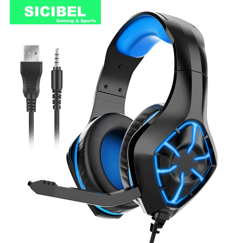 Sicibel G102 Headset Gaming Kompatibel Dengan PS4 PS5 Xbox One PC Laptop Over-Ear Dengan Lampu LED RGB