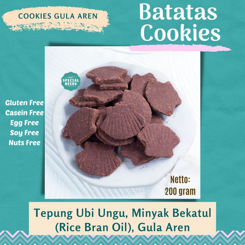 

BATATAS Cookies Ubi Ungu - Gluten Free, Casein Free, Egg Free, Nuts Free - Diet Special Needs