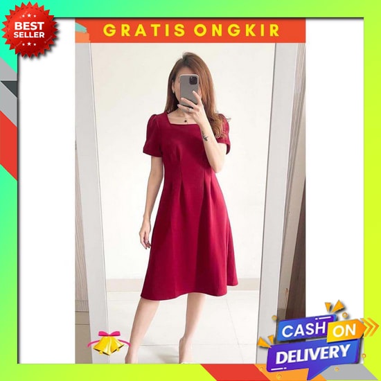 Baju Dress Wanita Korea Baju Casual Dres  Wanita Perempuan Cewe Cewex Cewek Remaja/ Lengan Panjang P