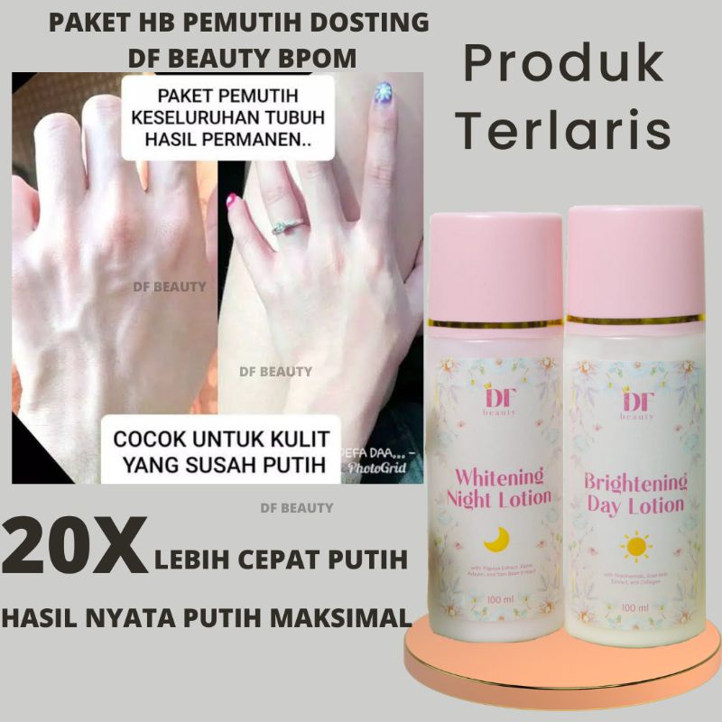 PAKET HB EXTRA WHITENING DF BEAUTY SIANG DAN MALAM BPOM - HB PEMUTIH DOSTING ORI - LOTION PEMUTIH - 