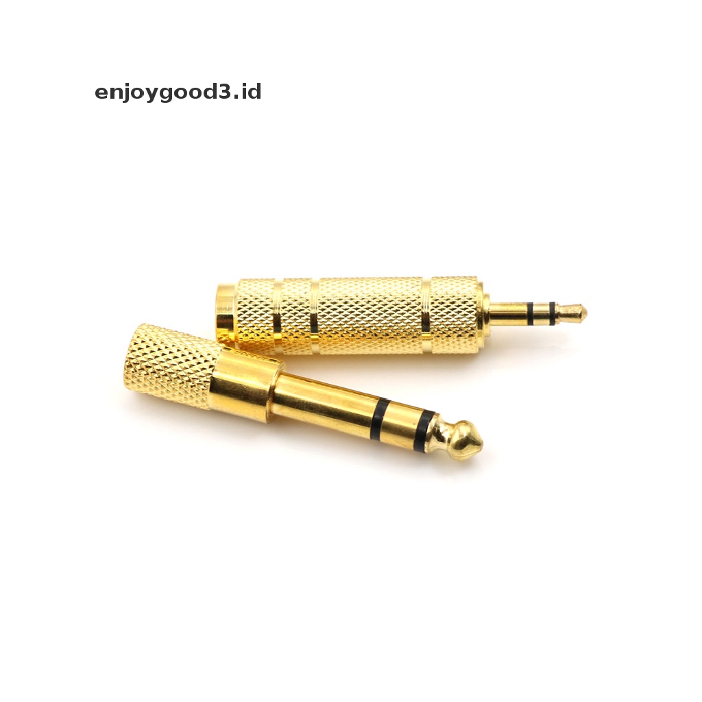 2pcs Adapter Konverter Audio Stereo 6.35mm Ke 3.5mm Untuk Mikrofon Headphone