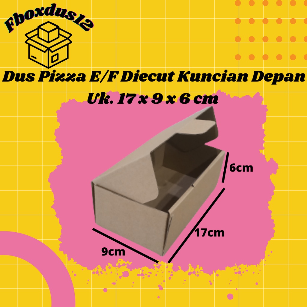 

KARDUS PIZZA/DUS/BOX DIECUT KUNCIAN DEPAN UK.17X9X6CM POLOS BARU ( MINIMAL ORDER 10 PCS )