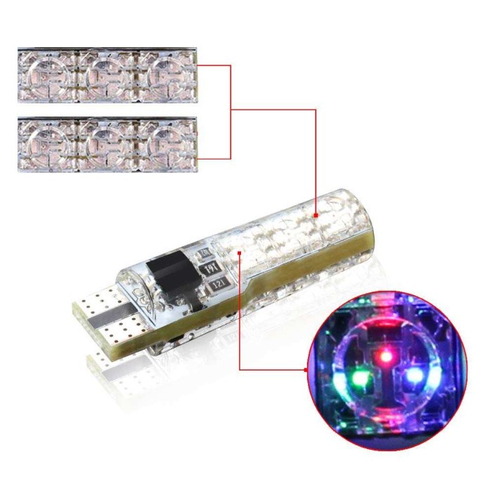 Lampu LED T10 T 10 RGB Lampu Senja Mobil Motor Dengan Remote 2Pcs