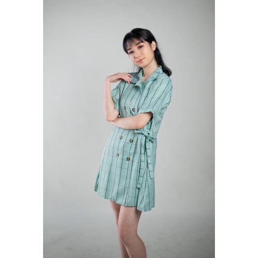 korean blazer dress / dress blazer motif kotak kotak/ mini dress korea