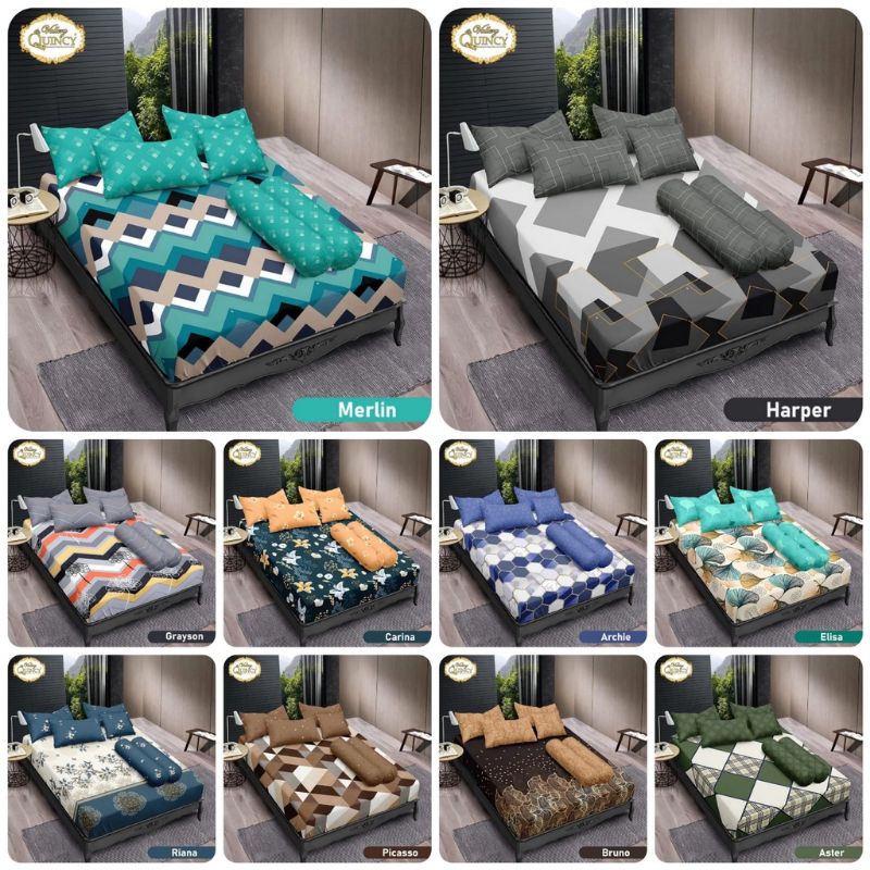 Bedcover Bed Cover Vallery Quincy Polos Evelyn Karen Elisa Riana Internal Tinggi 30 180 Bantal 2 B2 