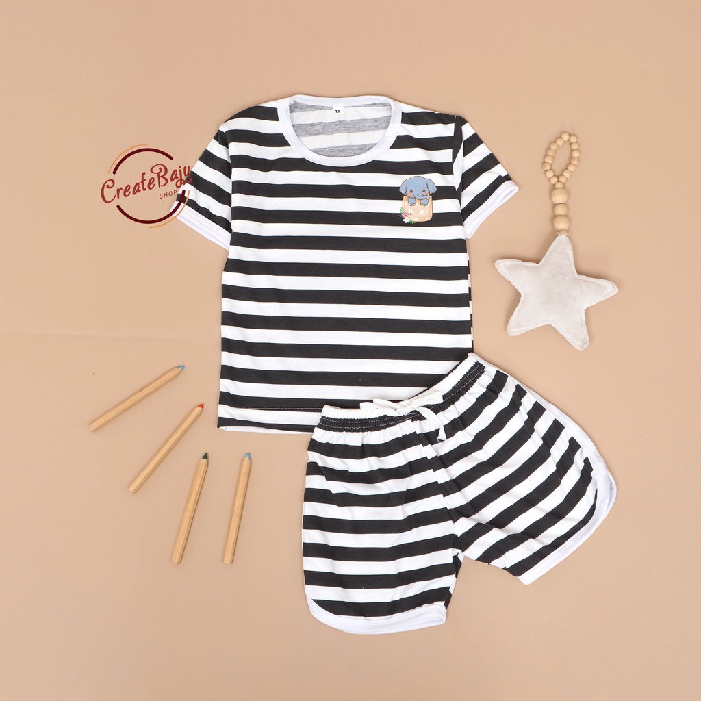 PROMO 7.7 SETELAN ANAK MOTIF SALUR KARAKTER ELEPHANT KANTONG SETELAN ANAK POLOS UNISEX LENGAN PENDEK