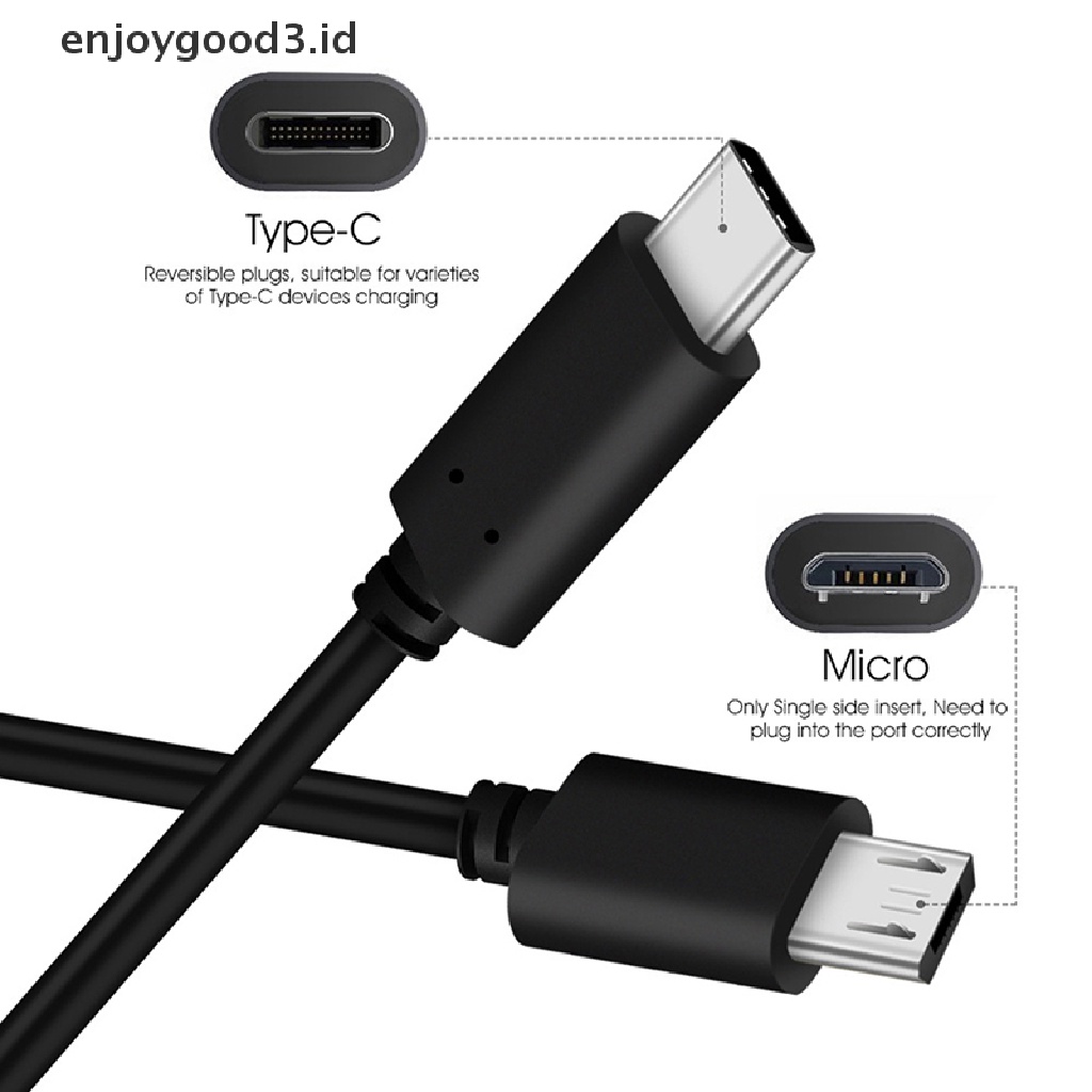 Kabel Data / Charger OTG USB Tipe-C Male Ke Micro USB Male