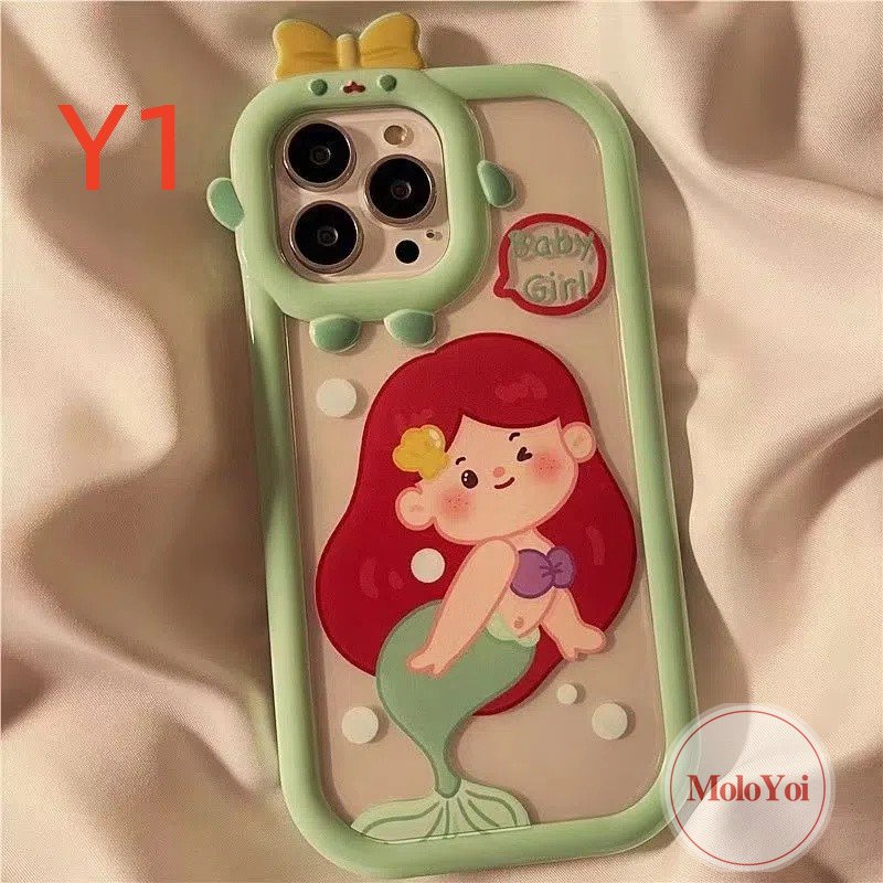 Soft Case Desain Kartun Disney Princess Mermaid 3D Untuk iPhone 11 12 14 13 Pro MAX 6 6s 7 8 14 Plus XR X XS MAX SE 2020