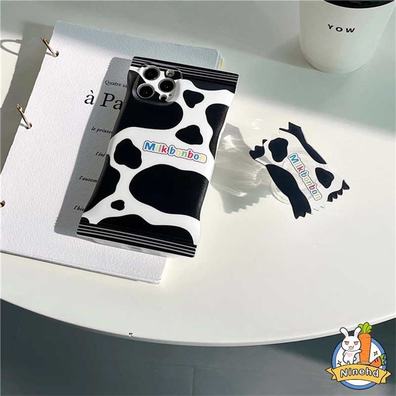 Case Pelindung Motif Sapi Putih Untuk OPPO A77 A77s A57 A16 A16k A15 A15s A3s A5s A76 A96 A74 A54 A93 A94 A95 A92 A52 A53 A33 A31 A5 A9 A12 F11 F9 Pro Reno 7 6 5 Reno 8Z 7Z 6Z Black White Cow Pattern Candy Bag Phone Case Screen Protector Shockproof Case