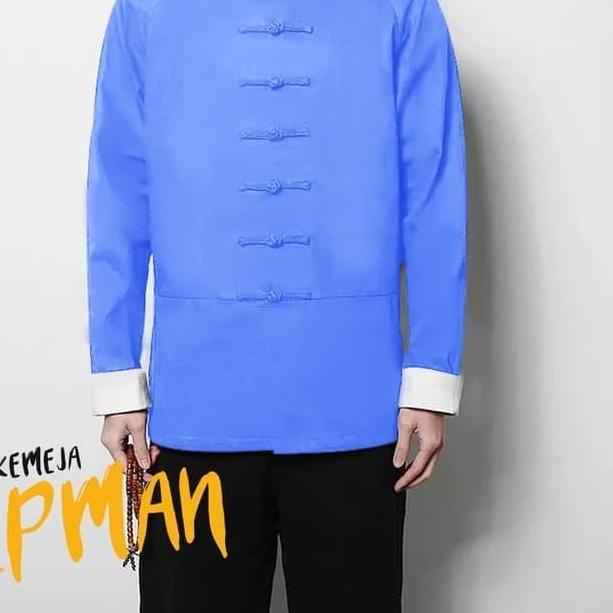 Baju Kemeja Koko Imlek Pria Lengan Panjang Original Ipman Kungfu Putih