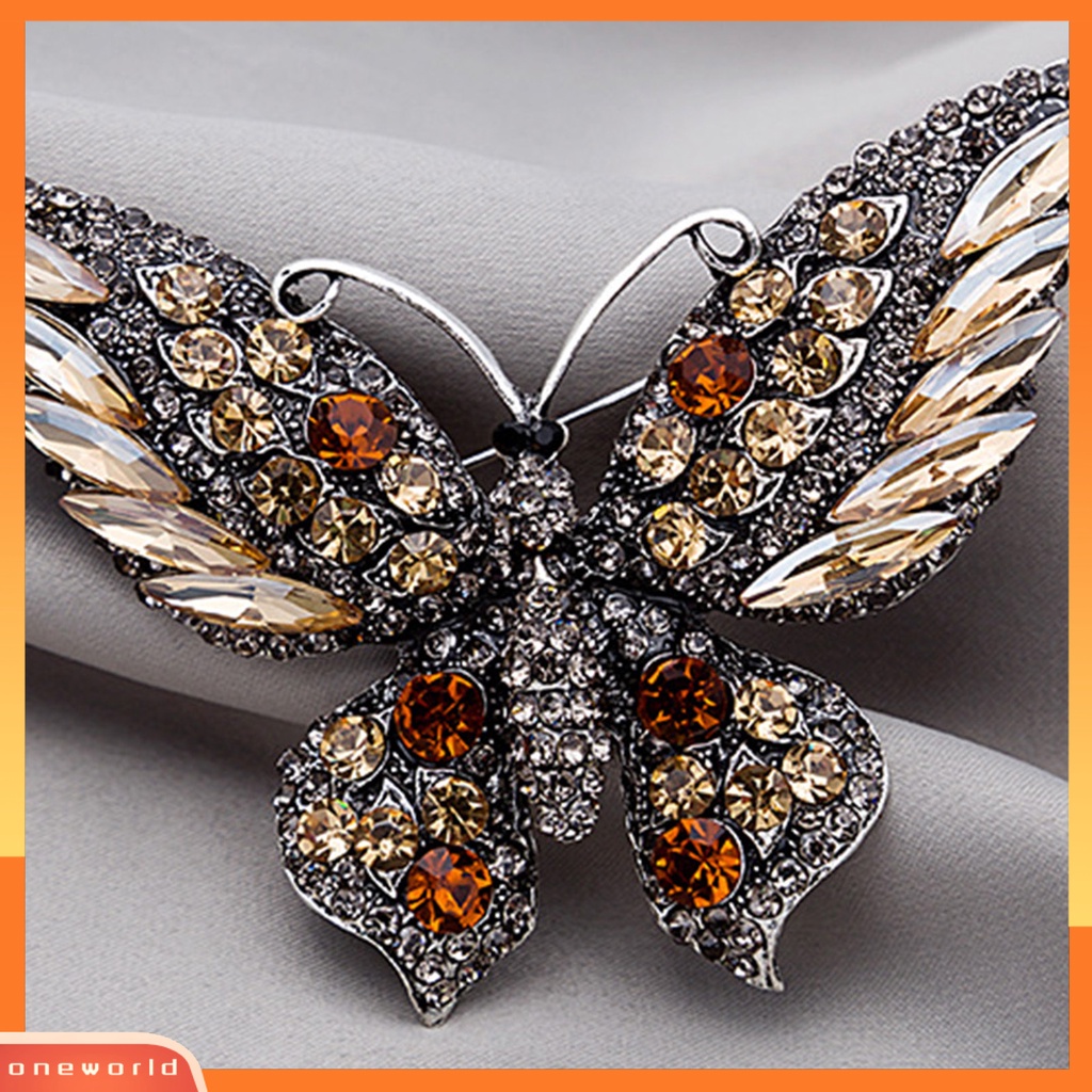 [OWLD] Kupu-kupu Bentuk Hidup Kerah Pin Alloy Berlian Imitasi Mengkilap Lencana Bros Pin Syal Klip