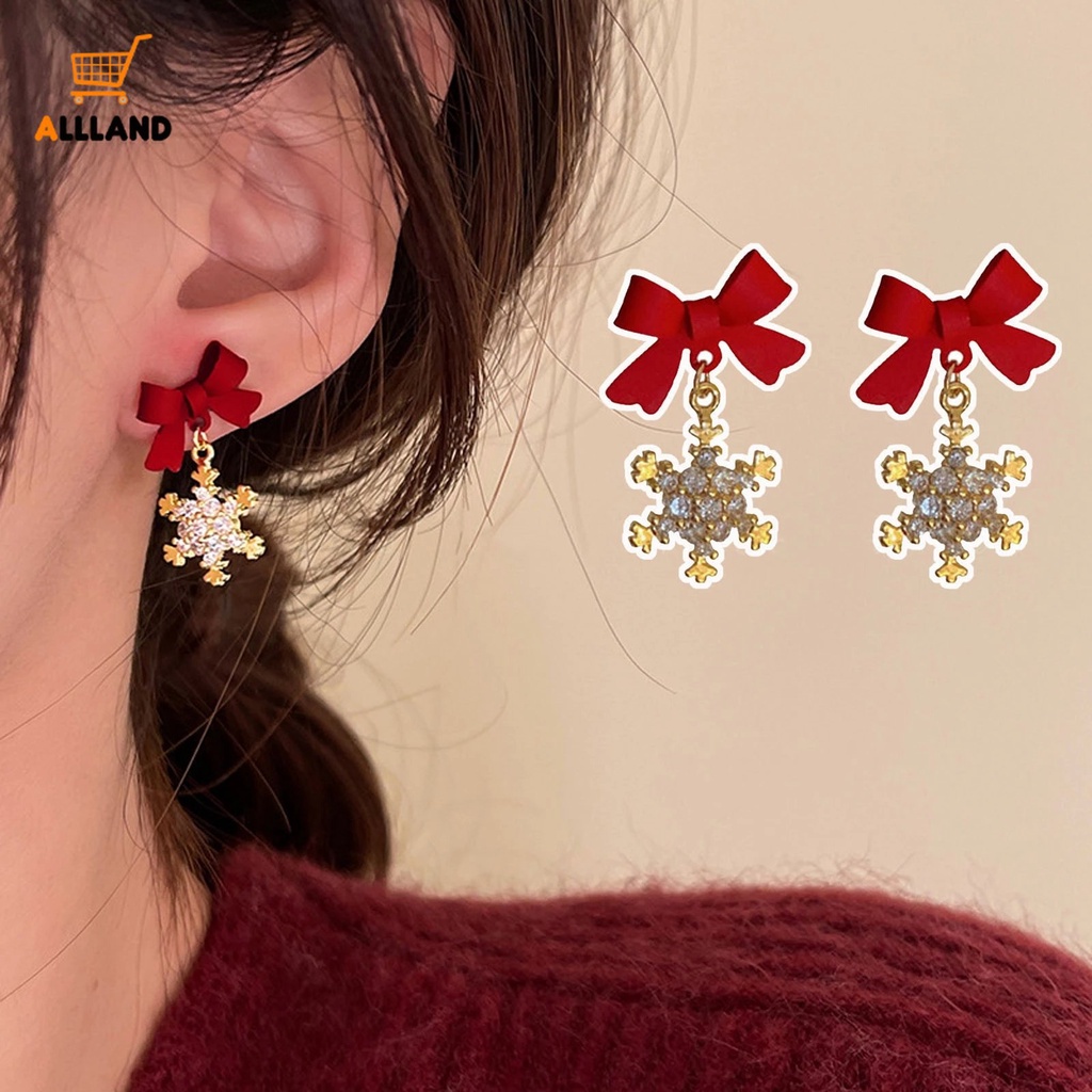 Anting Stud Desain Pita Aksen Glitter Berlian Imitasi Gaya Korea Untuk Wanita