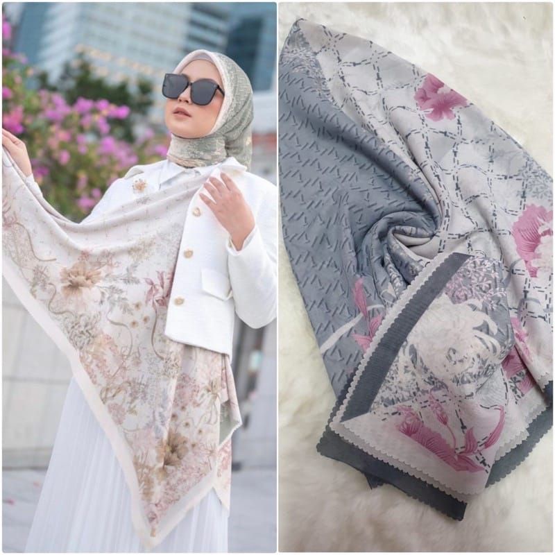 Jilbab segi empat Motif Abstrak Bunga Scraft abstrak Bunga By Keyla Scraf