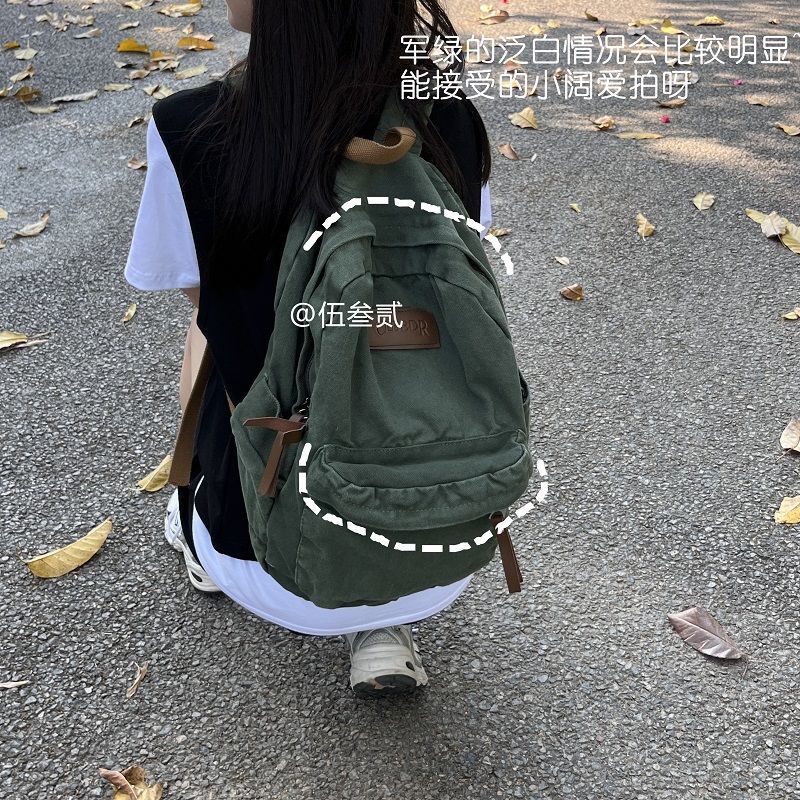 ✿Sera American high school retro backpack do old washed canvas pria dan wanita ransel tas sekolah siswa sekolah tua