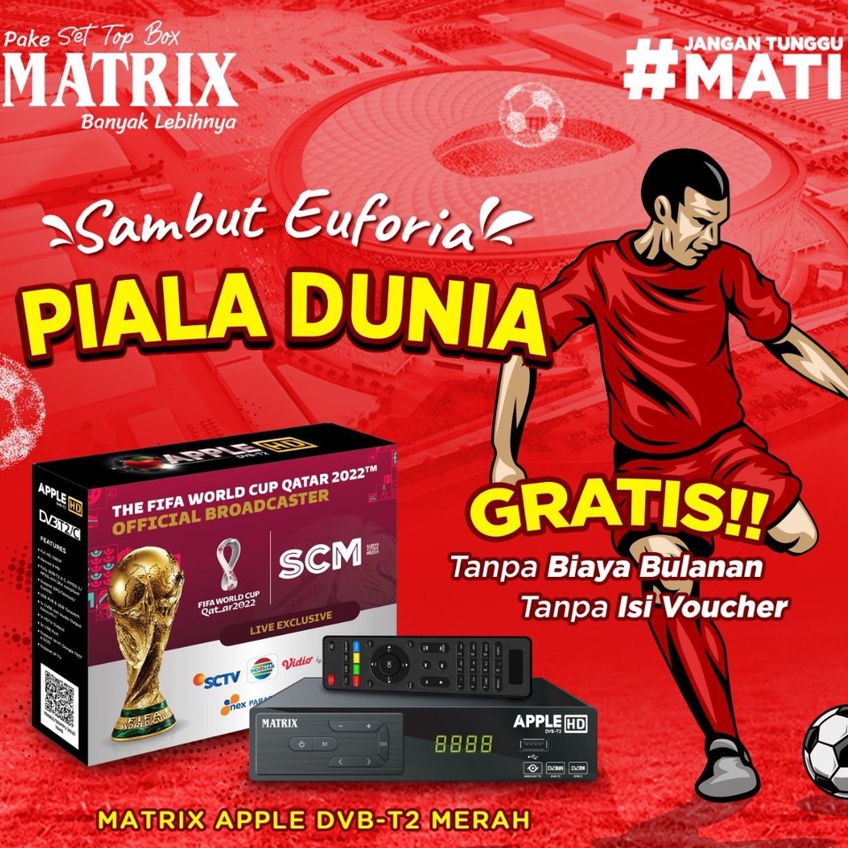 Set Top Box TV Digital Matrix Apple DVB T2 Full HD / Set Top Box Matrix Burger / Set Box TV Digital / set box tv digital / box tv digital / set top box tv tabung / STB DVB T2