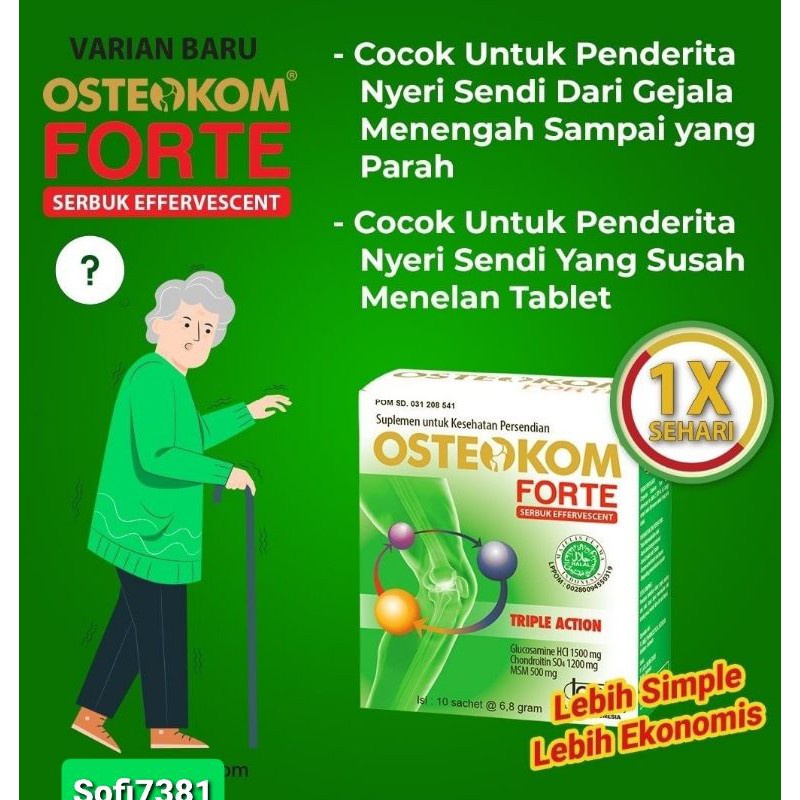 FORTE Osteokom FORTE Box Isi 10 Sachet untuk Kesehatan Sendi, nyeri Sendi