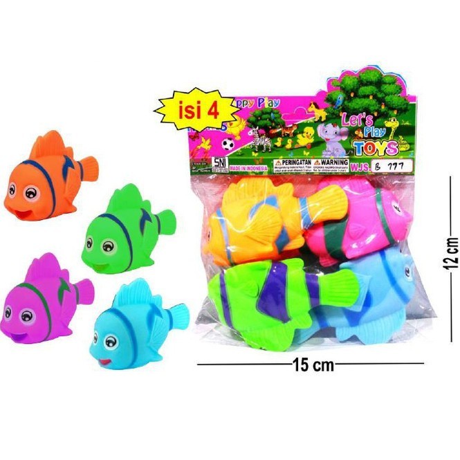 MAINAN ANAK 3 4 5 6 BULAN VYNIL IKAN NEMO KARET ISI 4 PCS B797 KANTONG - TEMAN MANDI ANAK IKAN BERENANG UNIK LUCU ST