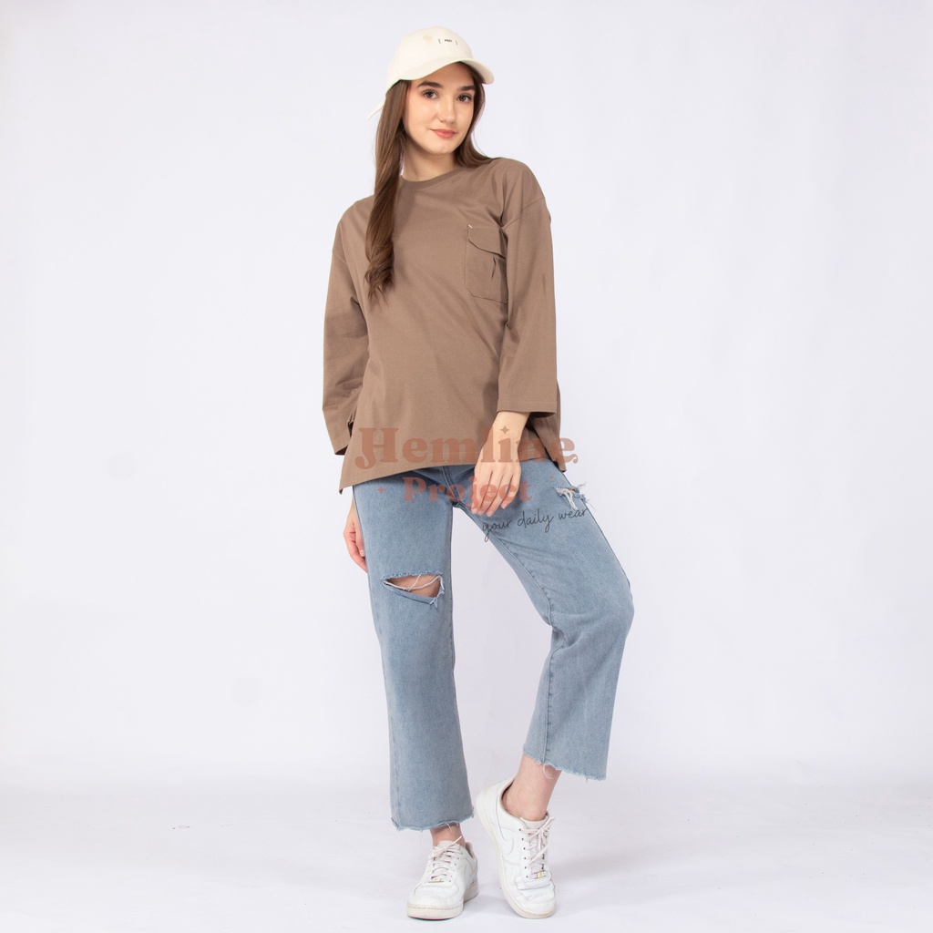 Haura Oversized Plain Top Maple Brown