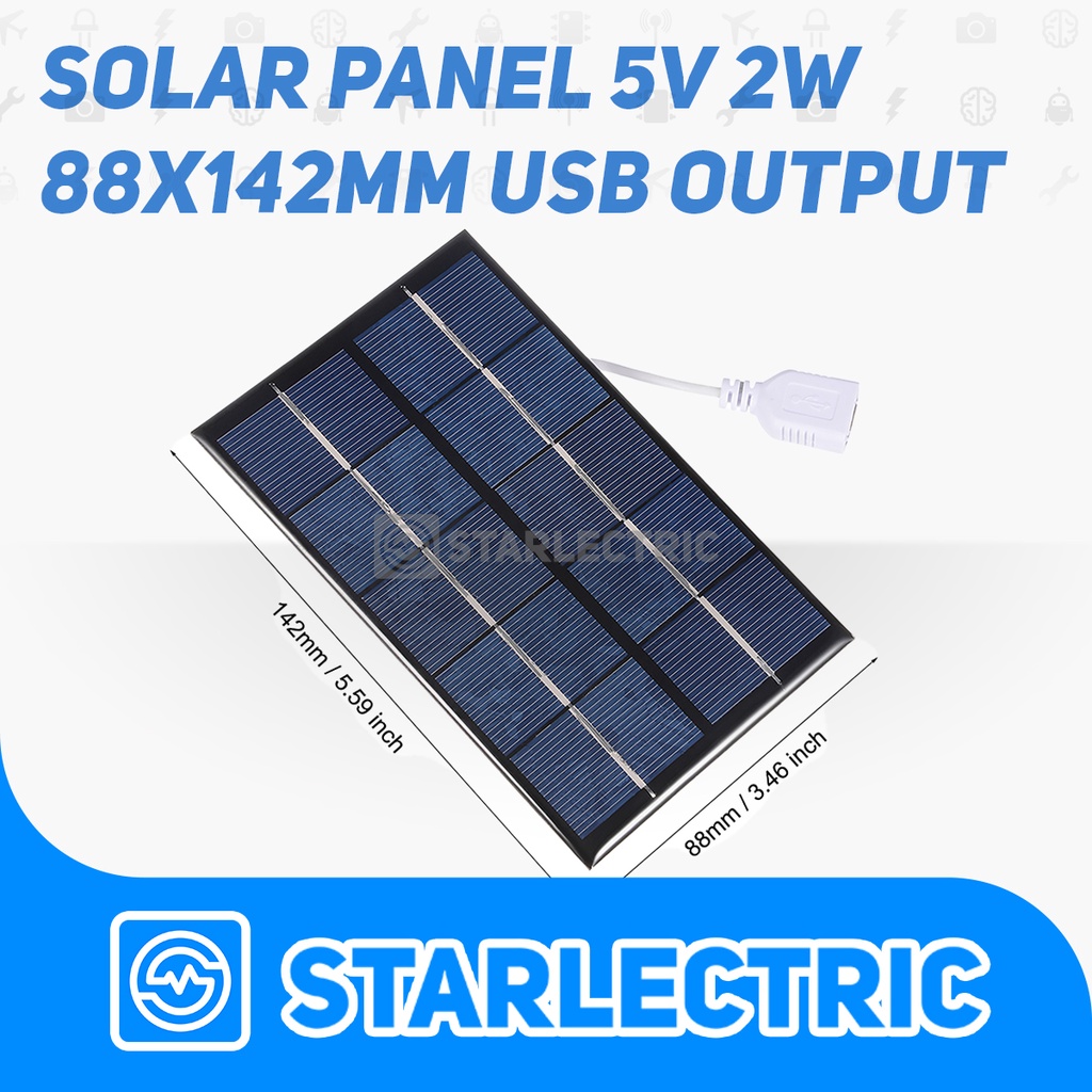 Solar Panel 5V 2W DIY 88x144MM Solar Charger 88mm x 144mm USB Output