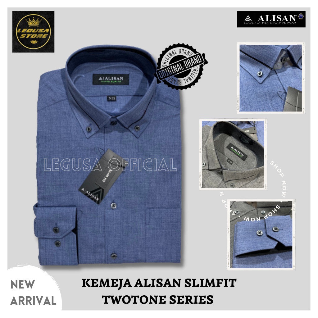 Kemeja Alisan Lengan Panjang Polos Spesial Slimfit / TWOTONE SERIES