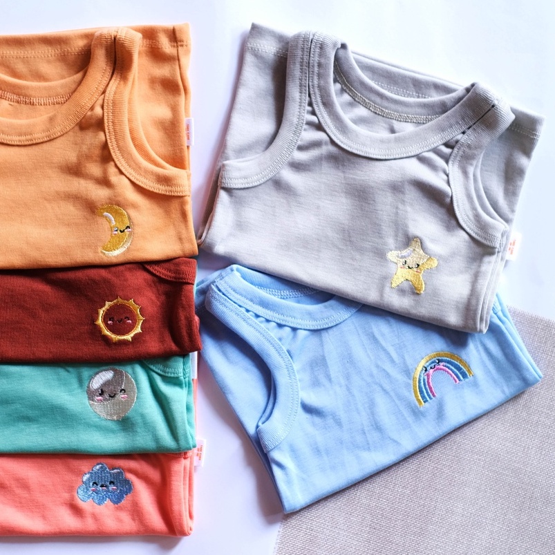 KAOS KUTUNG BAYI/ANAK/ SLEEVELESS BABY/KIDS RIB COTTON WUUF KIDS