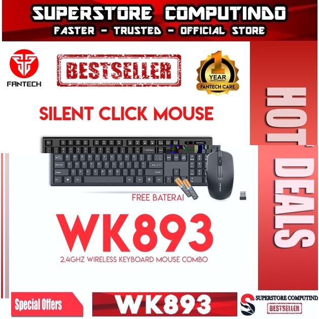 Fantech WK893 Keyboard Mouse Wireless Combo 2.4Ghz Silent Click