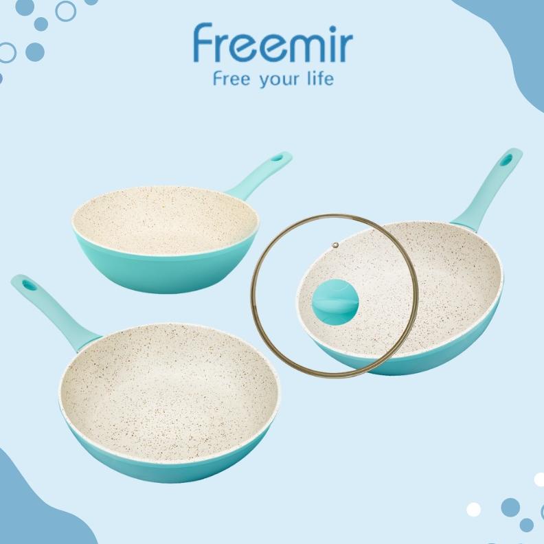 Star Seller, freemir 28 / 26 cm Wajan Teflon Anti Lengket Tanpa Minyak Wajan Dengan Tutup Teflon Pen