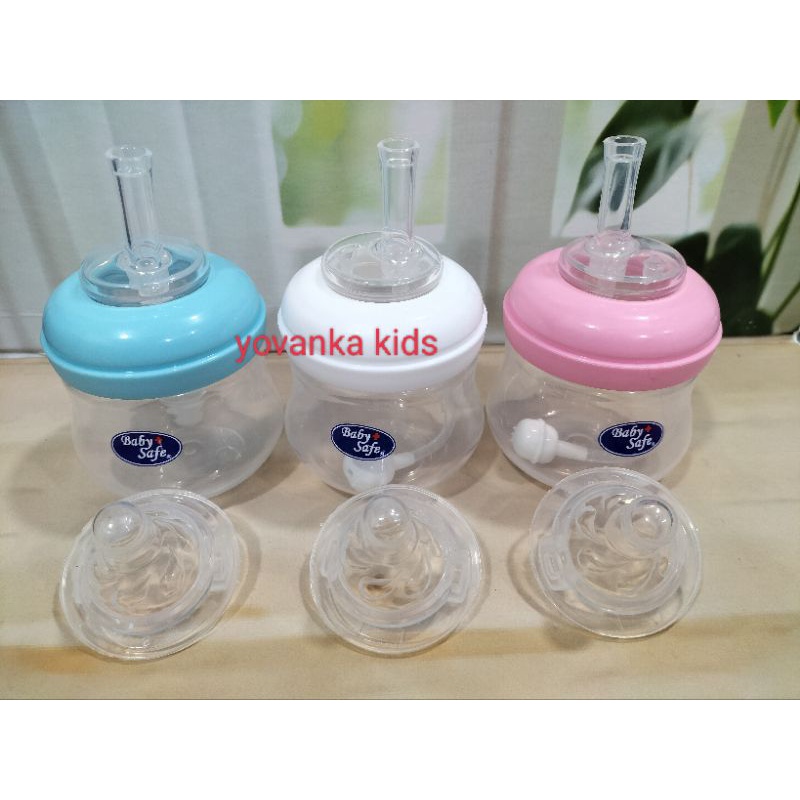 Paket Botol Susu Wide Neck Dengan sedotan(Botol+Nipple+Sedotan)125 Ml BPA Free