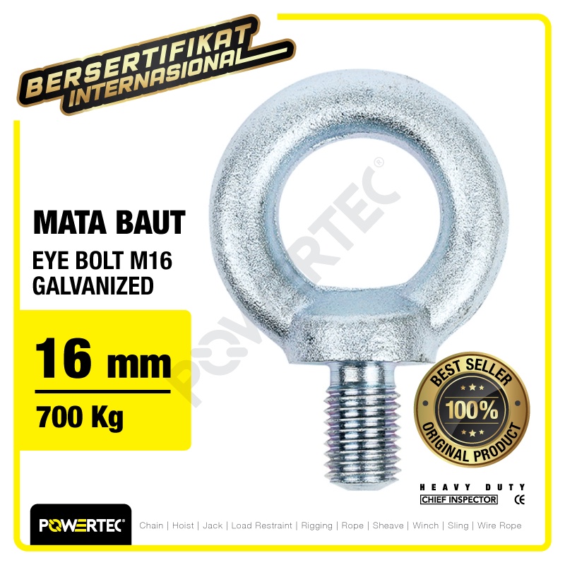 POWERTEC Eye Bolt / Mata Baut Galvanized M16