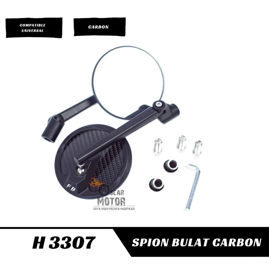 KACA SPION MOTOR CARBON FULL CNC ALUMINIUM MODEL BULAT UNIVERSAL   By Mega_Racing