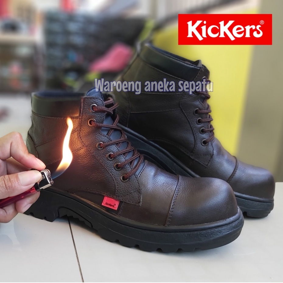 SEPATU SAFETY BOOTS KICKERS PRIA UJUNG BESI KULIT KERJA PROYEK LAPANGAN MODEL PRIA SEPATU PANSUS HIT
