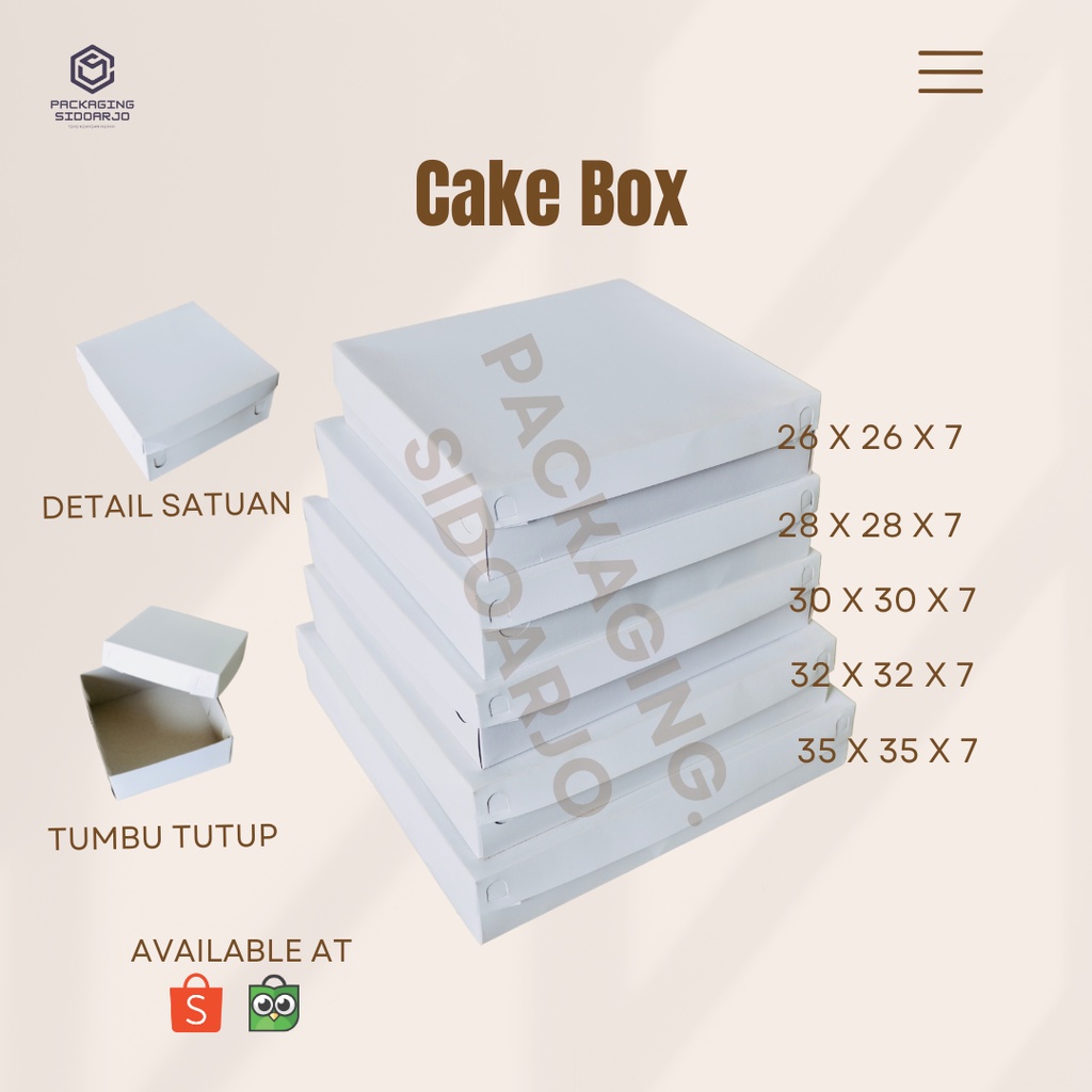 Cakebox Putih Uk. 35X35x7/Kotak Kue Uk 35X35x7/Kotak Roti/Kotak Kue/Dus Kue/Dus Roti/Kotak Makan/Box