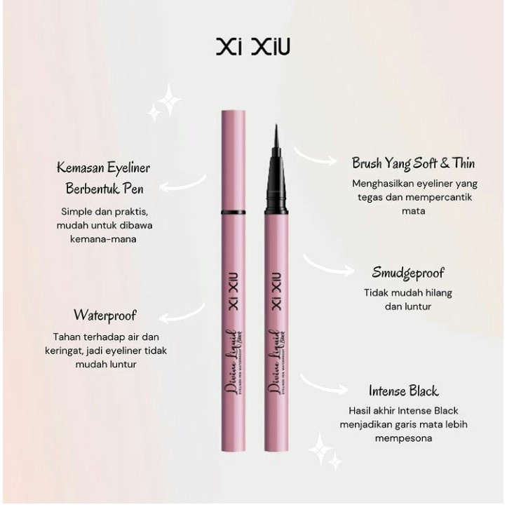 Xixiu Xi Xiu Divine Liquid Eyeliner Pen Waterproof Pulpen Eyeliner Sentuhan Akhir Intense Black