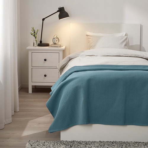 INDIRA Penutup tempat tidur , putih / biru, 150x250 cm