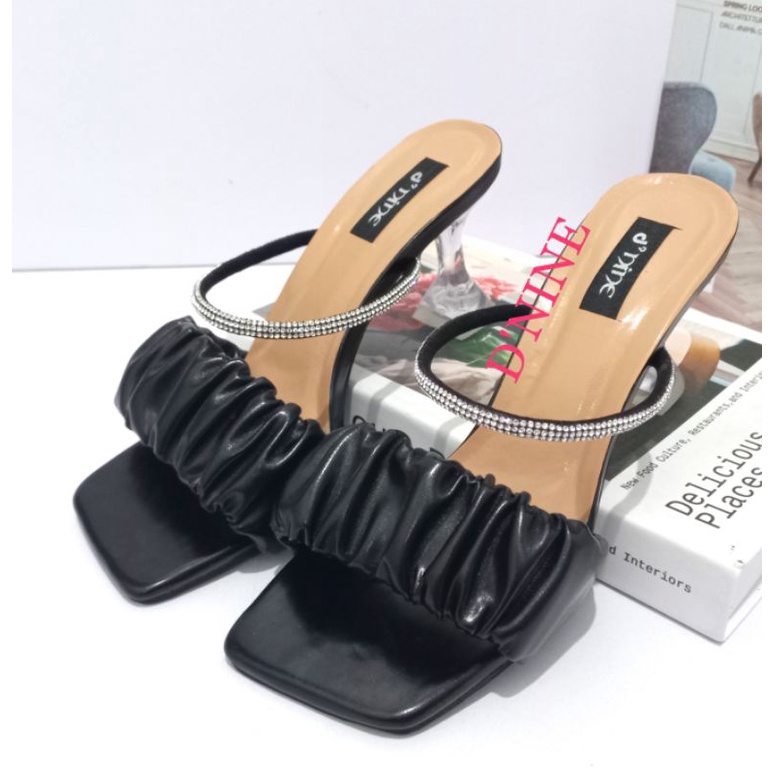 Sandal Wanita Sandal high heels kaca slop kerut SH 08