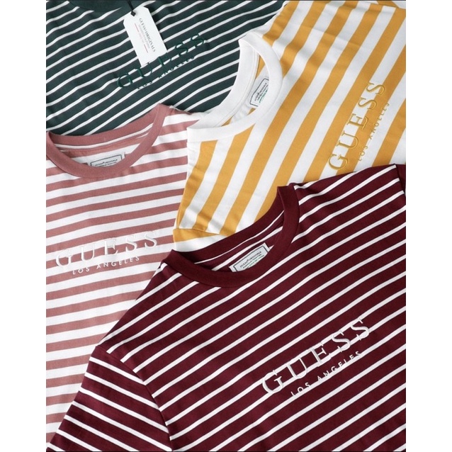 GUESS ORIGINAL GO LOGO STRIPE T-SHIRT
