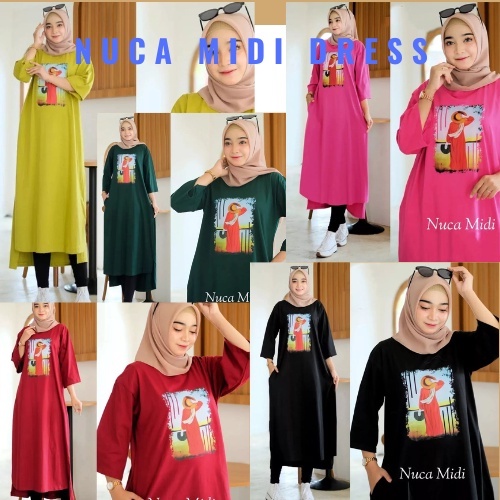 NUCA MIDI DRESS BAHAN KAOS KATUN COMBED 24s MOTIF POLOS APLIKASI SABLON UKURAN M L XL DAN XXL GAMIS WANITA TERBARU 2023 KEKINIAN ORIGINAL MEWAH BAJU WANITA HITAM JUMBO KOREAN STYLE CASUAL ATASAN WANITA LENGAN PANJANG MIDI DRESS MUSLIM