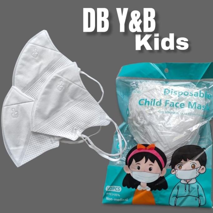 MASKER ANAK Y&B CARE DUCKBILL PUTIH POLOS 1 BOX ISI 50PCS DISPOSABLE C t-bricksntoys Diminati Banget