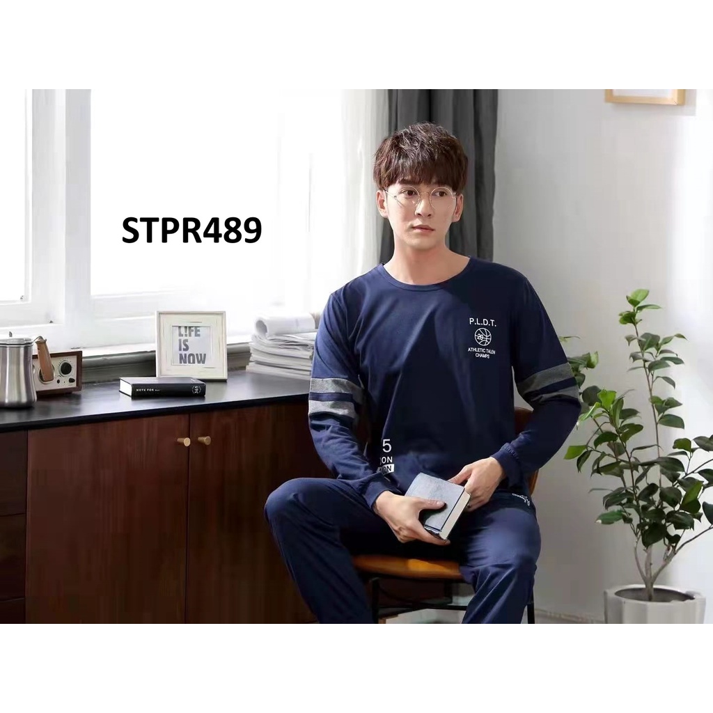 Piyama Pria Baju Tidur Pria Lengan Panjang Celana Panjang Motif Panda Abu-Abu