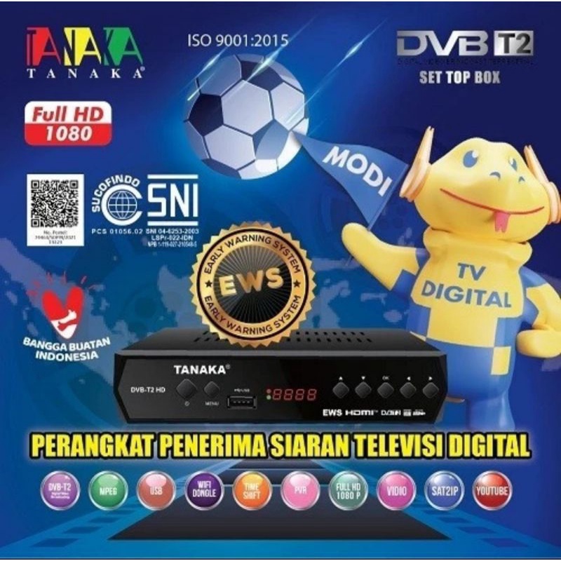 Tanaka STB Set Top Box Biru Body BESI DVB T-2 Tv digital reciever Youtube DVB T2