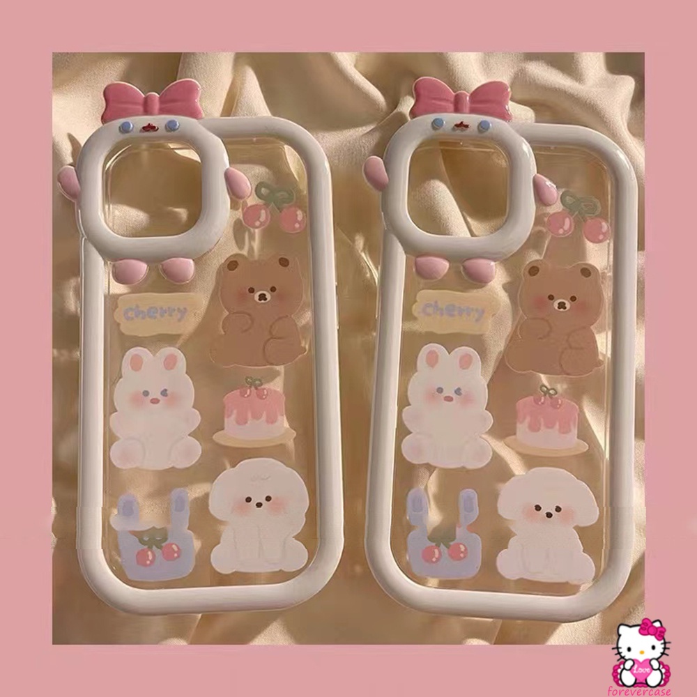 Soft Case Motif Cherry Bear Puppy Untuk VIVO Y21 Y12 Y15A T1 Y75 Y15s Y35 Y16 Y12i Y22 Y20 Y55 Y33S Y02s Y20s Y23 Y23 Y20s Y11 Y30 Y31 Y91C