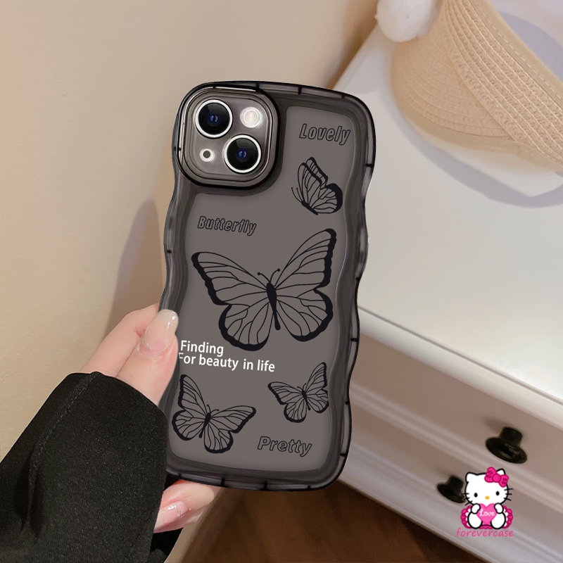 Soft Case TPU Motif Kupu-Kupu Retro Untuk iPhone 11 14 13 12 Pro Max 7 Plus XR 6 6s 8 7 14 Plus X XS Max SE 2020