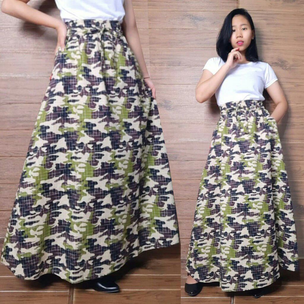 Rok Korea Rok Cewek JY3 Rok Wanita Panjang Motif Loreng Army Jossy