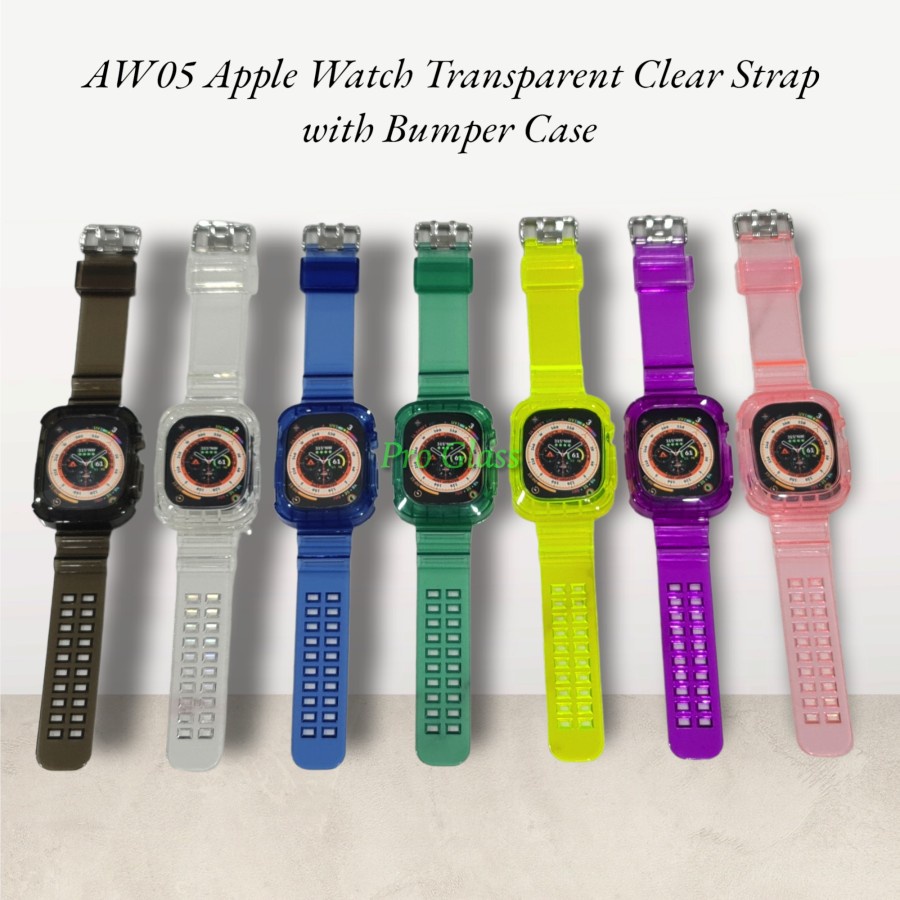 AW05 Apple Watch 41mm 45mm Transparent Clear Strap with Bumper Case