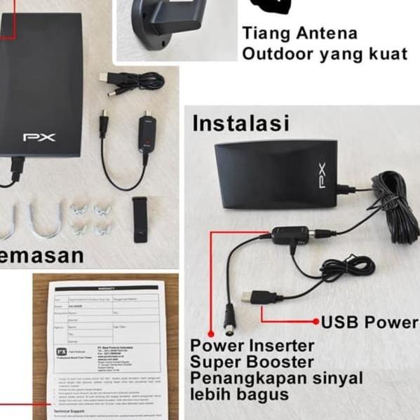 ANTENA TV DIGITAL DAN ANALOG PX DA-5400B BOOSTER INDOOR OUTDOOR