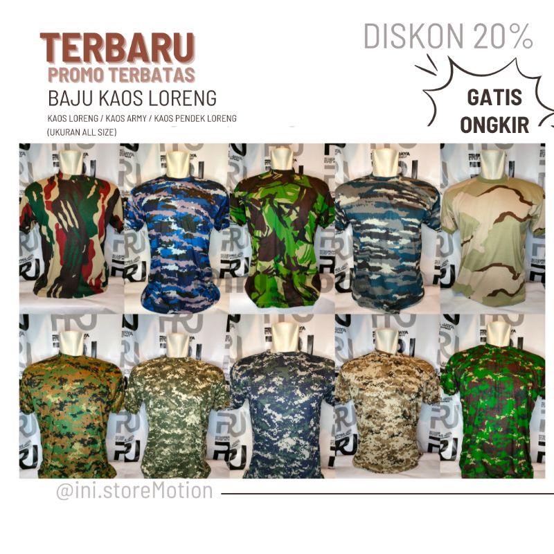 Kaos loreng / Kaos Army / Kaos Pendek Loreng