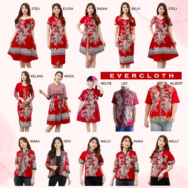 Evercloth Melfie / Leo Dress Batik Anak Perempuan Kids Family Couple Batik Keluarga Set