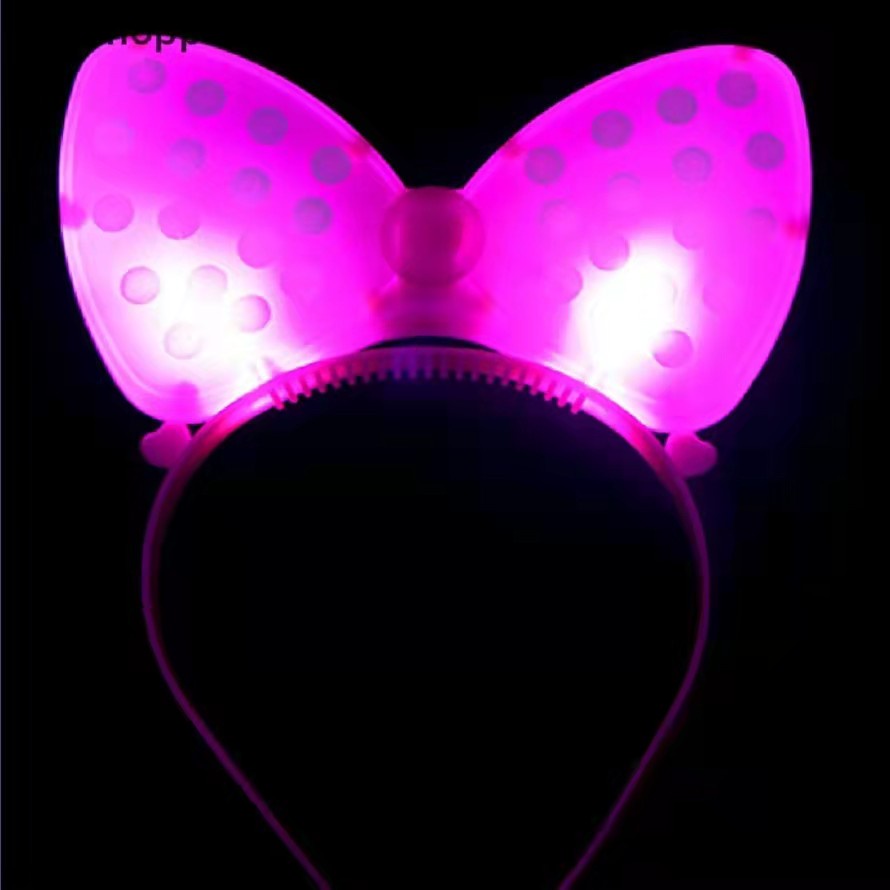 Bando Boneka Pita MINNIE MOUSE Lampu LED Nyala Bandana Party