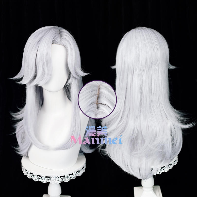 [READY STOCK] Cyno Wig - Wig Genshin Impact Cyno - Sumeru - Wigs Long Silvery White Hair Synthetic -