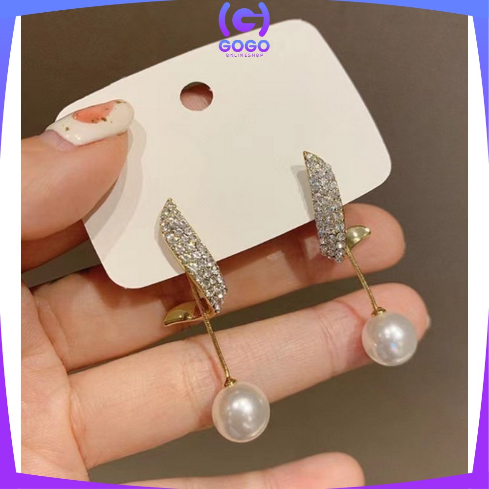 GOGO-K119 Anting Mutiara Gaya Korea Motif Pita Aksesoris Fashion Wanita / Anting Rumbai Panjang Elegant Earrings Butterfly Women